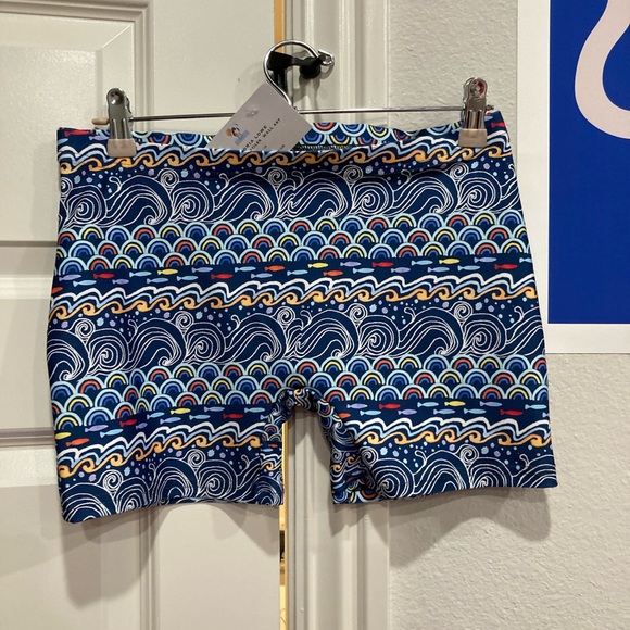 Wave Patterned Blue Swim Shorts - Picture 1 of 4